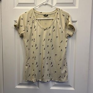 Oiselle Light Lux Bird Print T-Shirt, W’s size 4